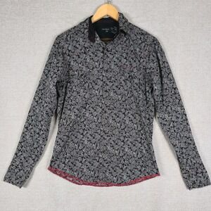 Tin Haul Mens Black White Paisley Western Snap Shirt Red Stitch Size S